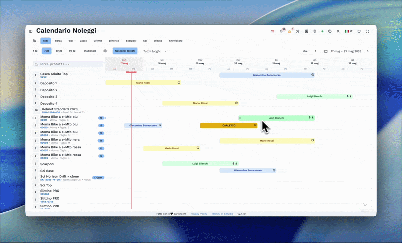 Demo Noleggy: Calendario